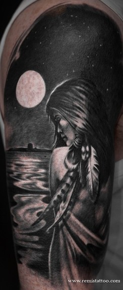 Remis Tattoo - native american girl tattoo